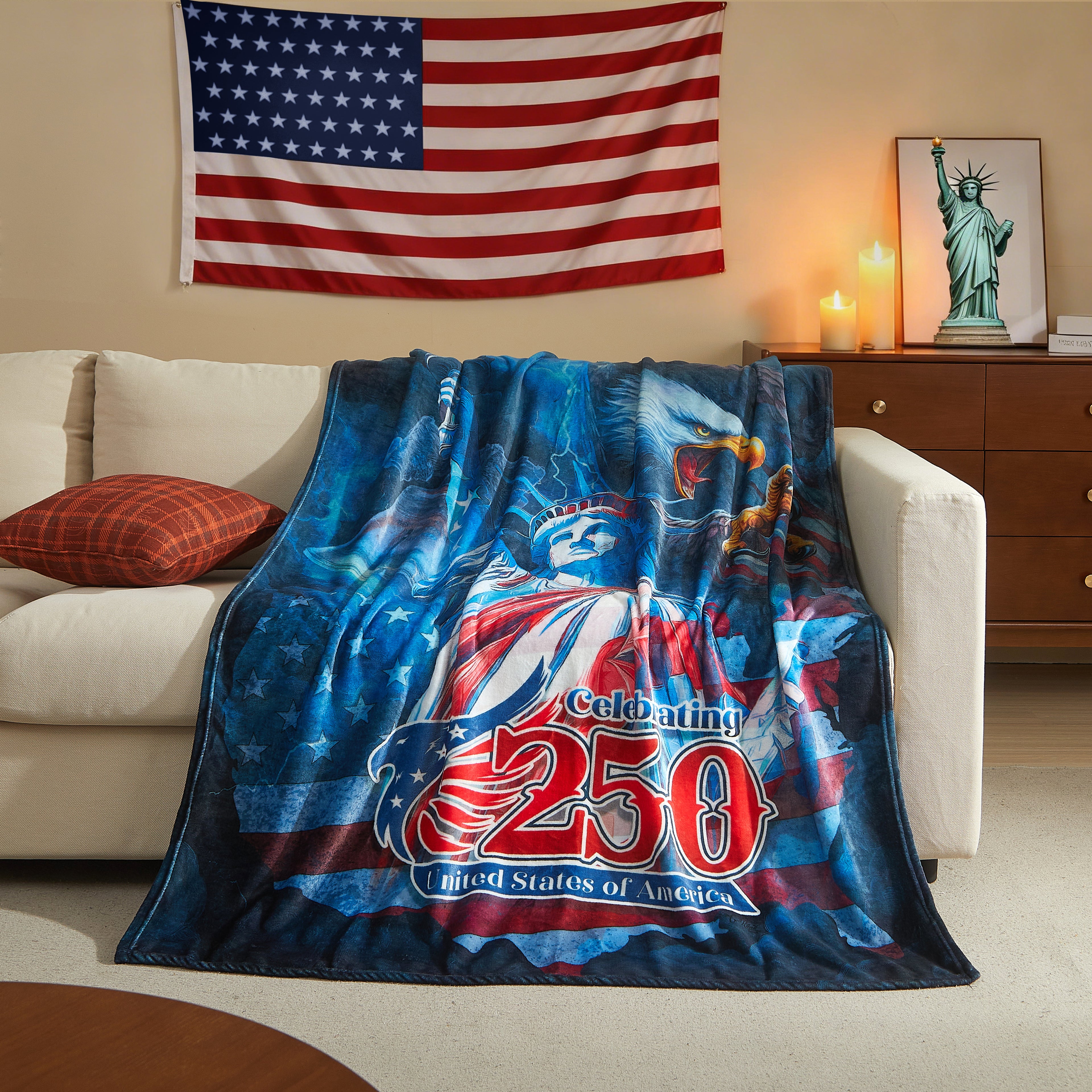 US Celebrates 250 Plush Blanket - MAIN LOGO Edition