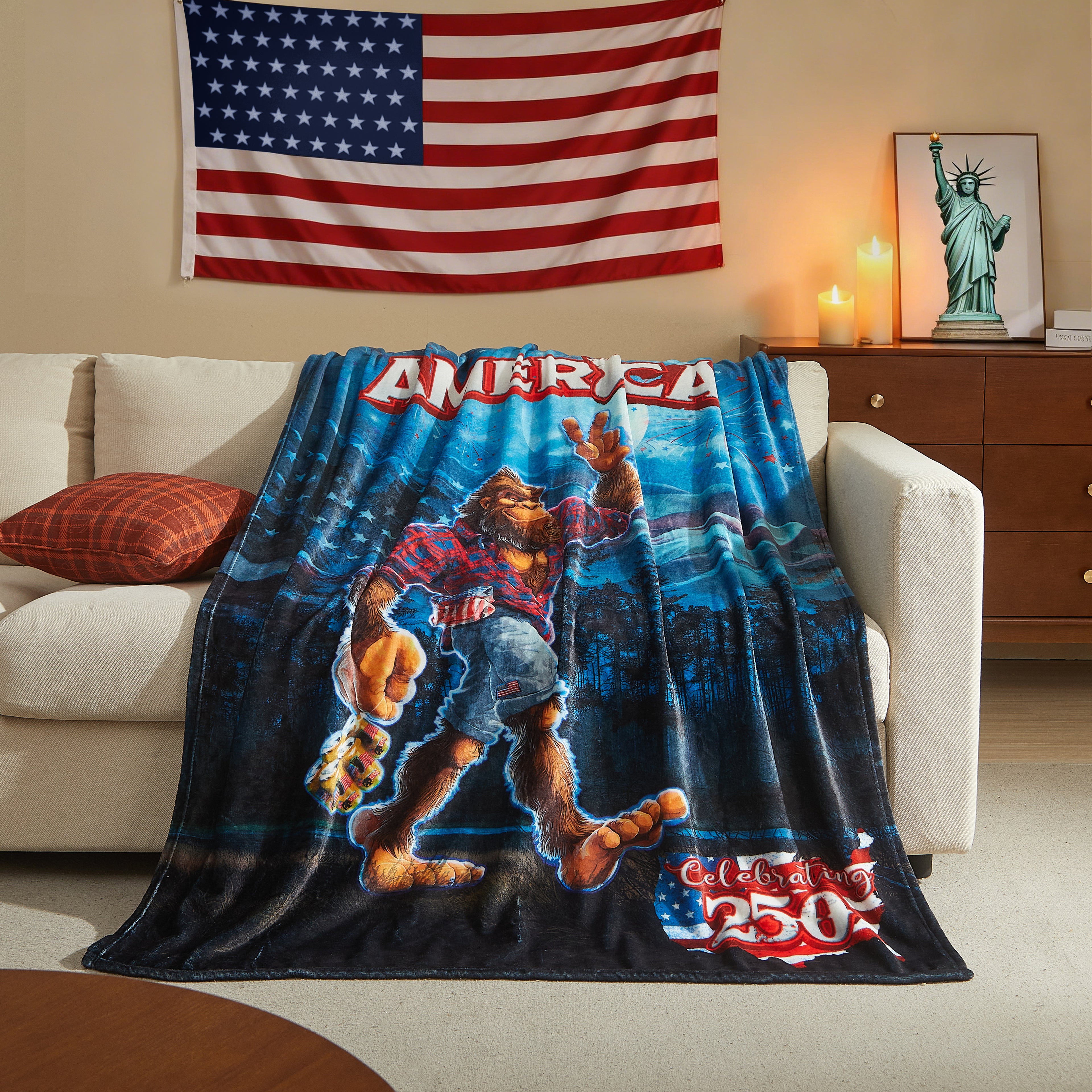 US Celebrates 250 Plush Blanket - LBRT MAP Edition