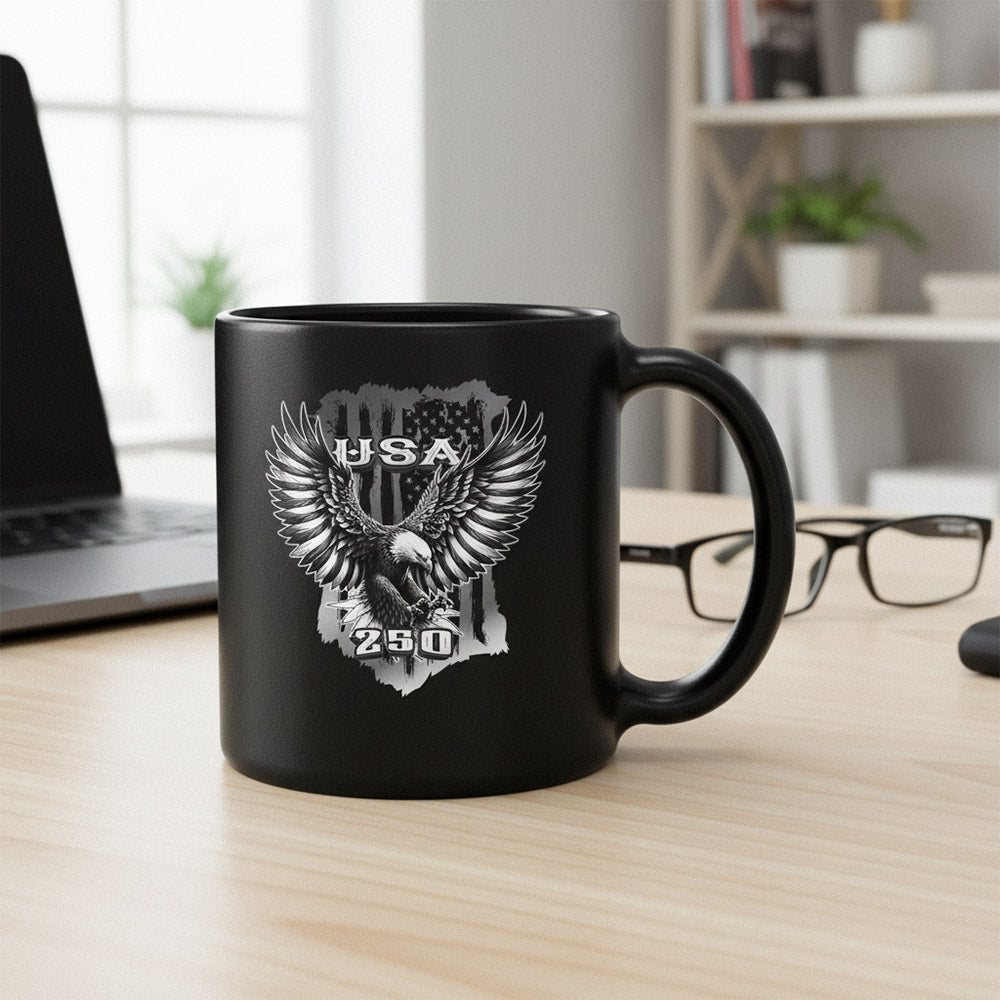 US Celebrates 250 Ceramic Mug – 15 oz - BLK EAGLE - US Celebrates 250