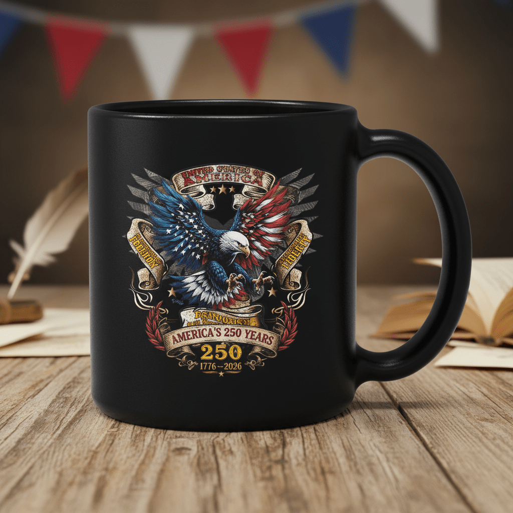 US Celebrates 250 Ceramic Mug – 15 oz - EAGLE AF - US Celebrates 250