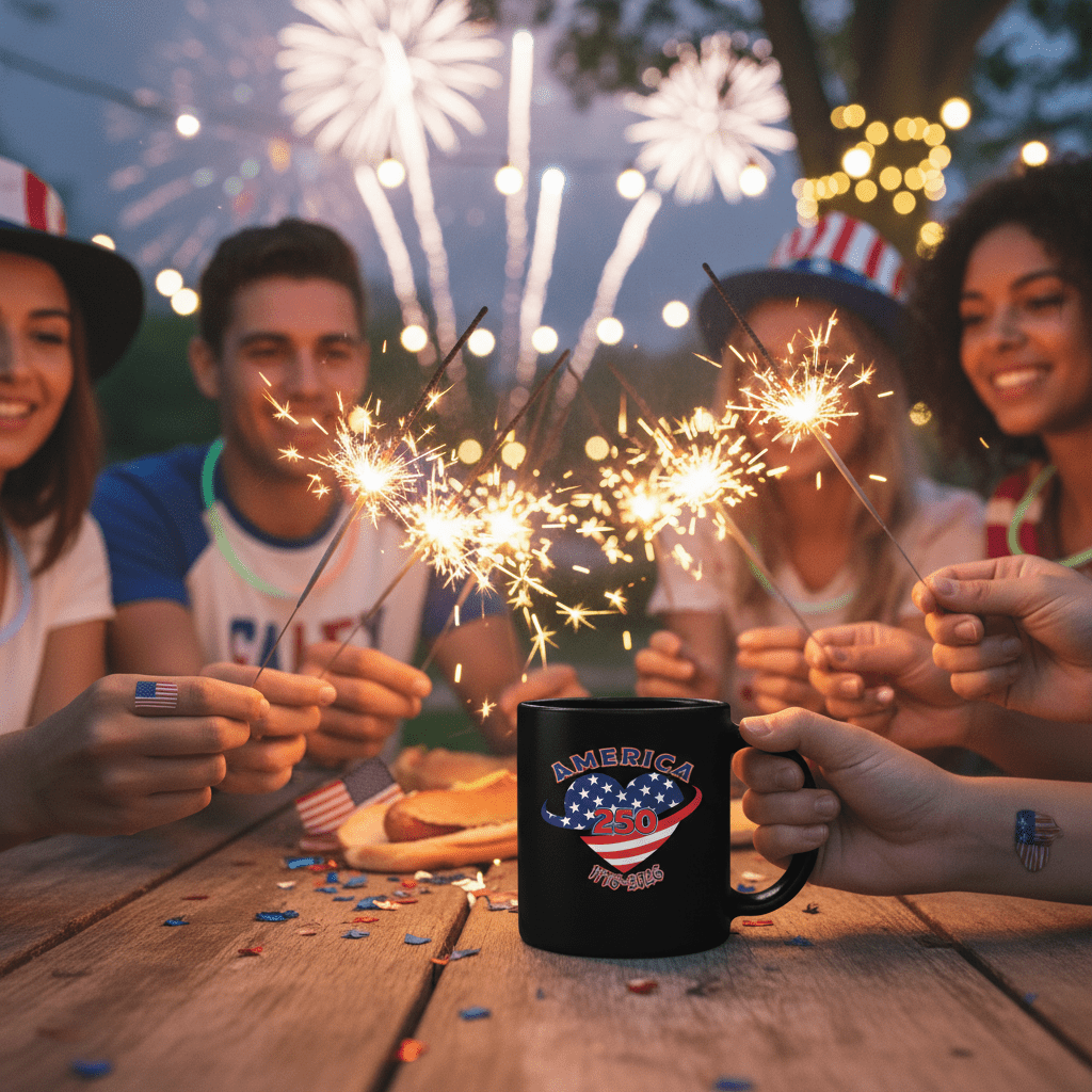 US Celebrates 250 Ceramic Mug – 15 oz - HEART - US Celebrates 250