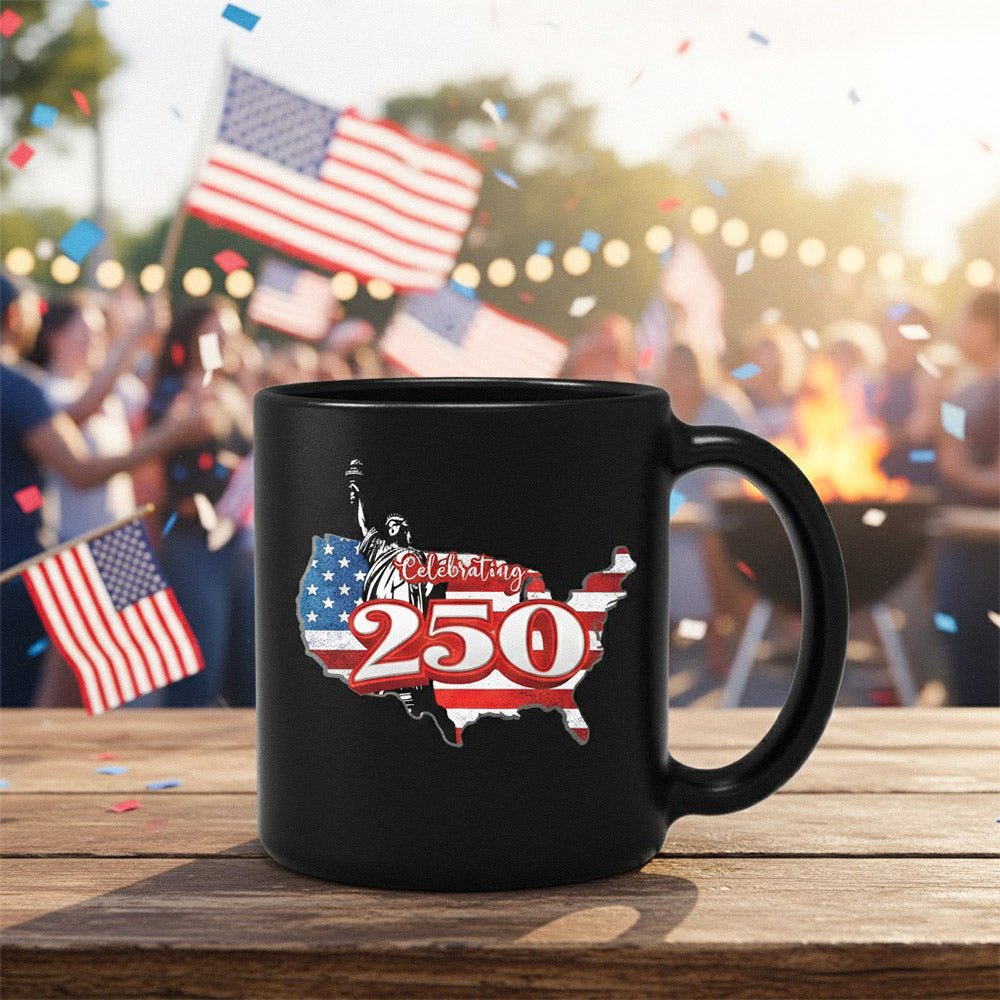 US Celebrates 250 Ceramic Mug – 15 oz - LBRT MAP - US Celebrates 250