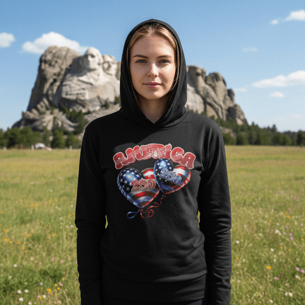 US Celebrates 250 Long Sleeve Hooded Tee - BALLONS - US Celebrates 250