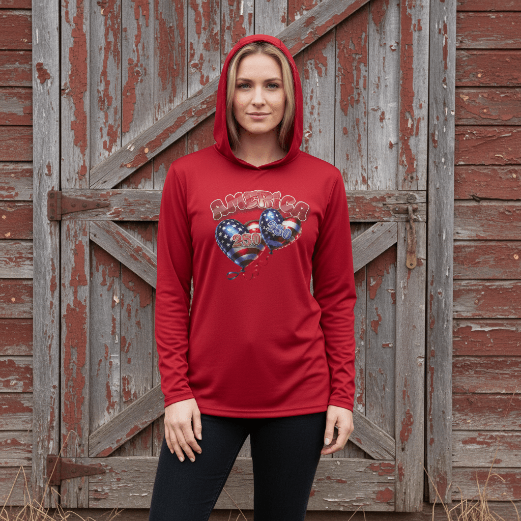 US Celebrates 250 Long Sleeve Hooded Tee - BALLONS - US Celebrates 250