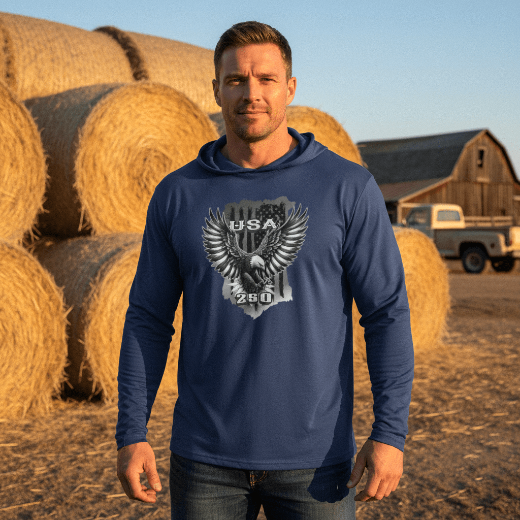US Celebrates 250 Long Sleeve Hooded Tee - BLK EAGLE - US Celebrates 250