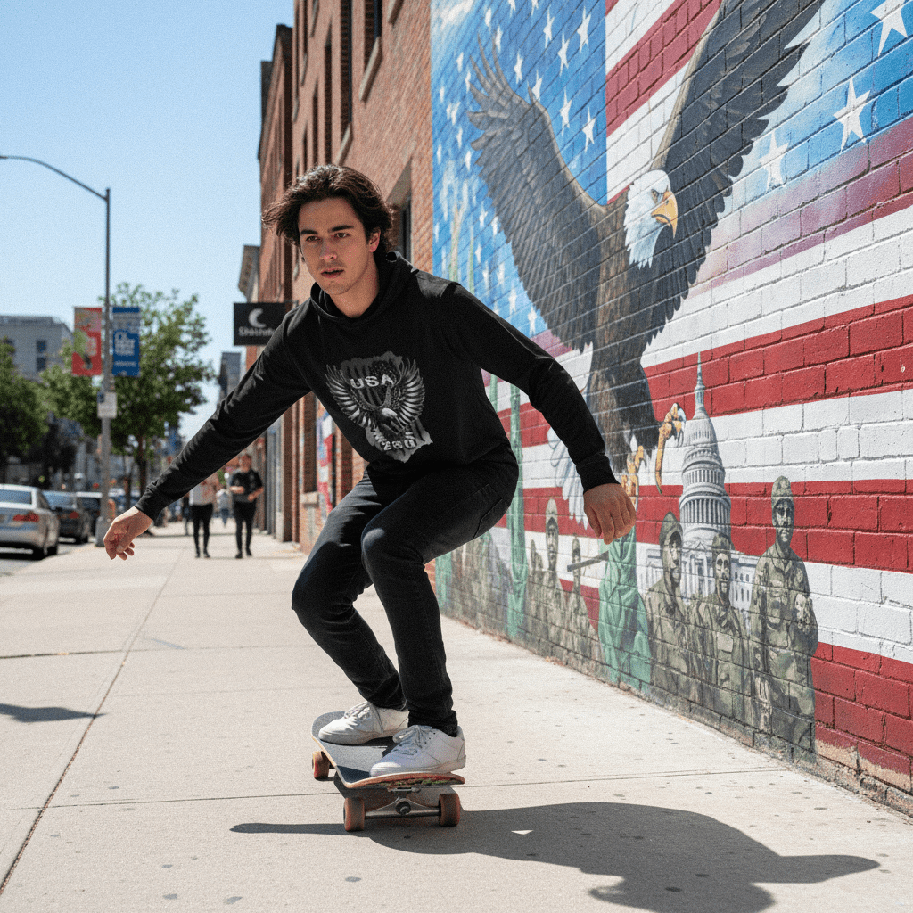 US Celebrates 250 Long Sleeve Hooded Tee - BLK EAGLE - US Celebrates 250