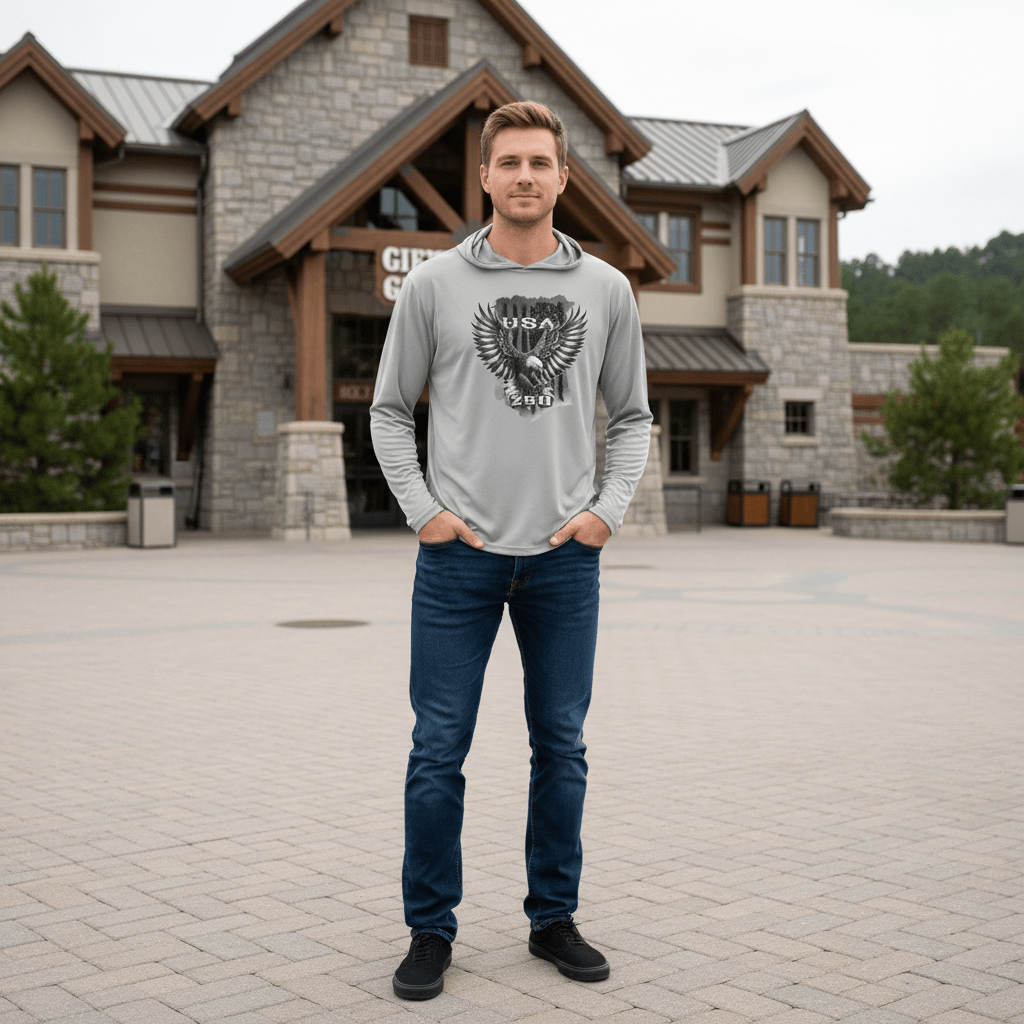 US Celebrates 250 Long Sleeve Hooded Tee - BLK EAGLE - US Celebrates 250