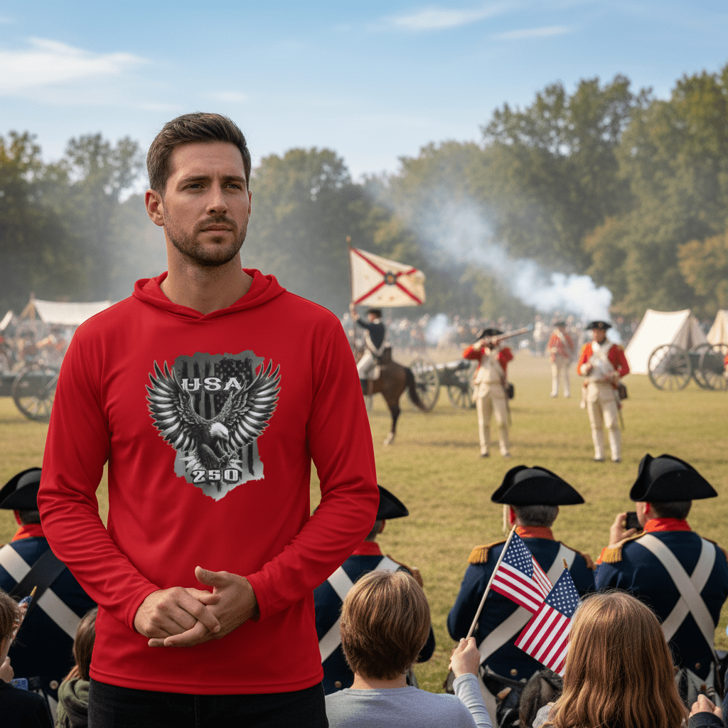 US Celebrates 250 Long Sleeve Hooded Tee - BLK EAGLE - US Celebrates 250