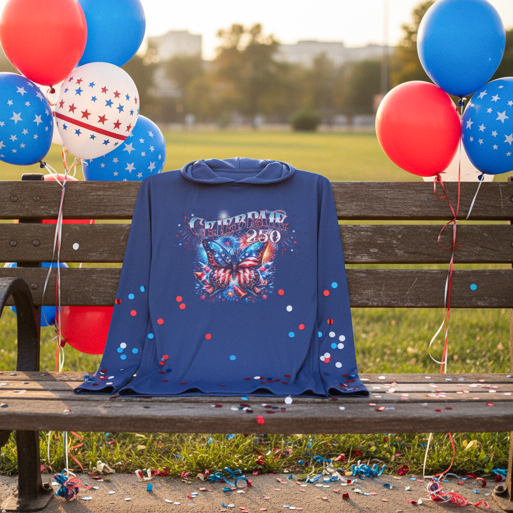 US Celebrates 250 Long Sleeve Hooded Tee - BUTTERFLY - US Celebrates 250