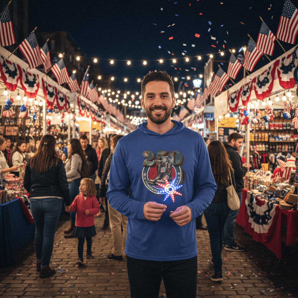 US Celebrates 250 Long Sleeve Hooded Tee - DT_BOOTS - US Celebrates 250