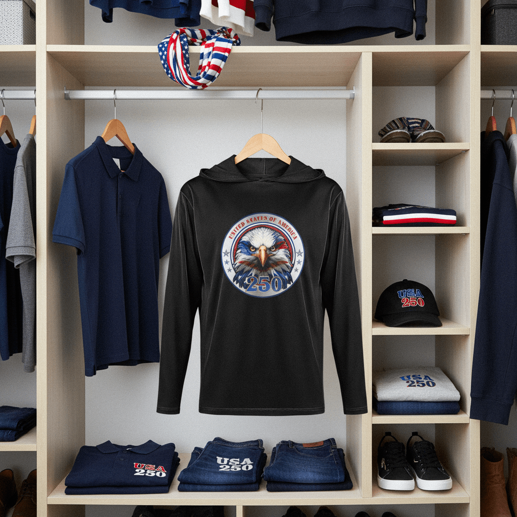 US Celebrates 250 Long Sleeve Hooded Tee - EG CRST - US Celebrates 250