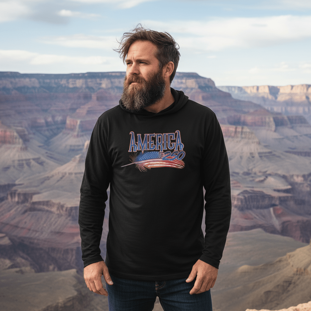 US Celebrates 250 Long Sleeve Hooded Tee - FEATHER - US Celebrates 250