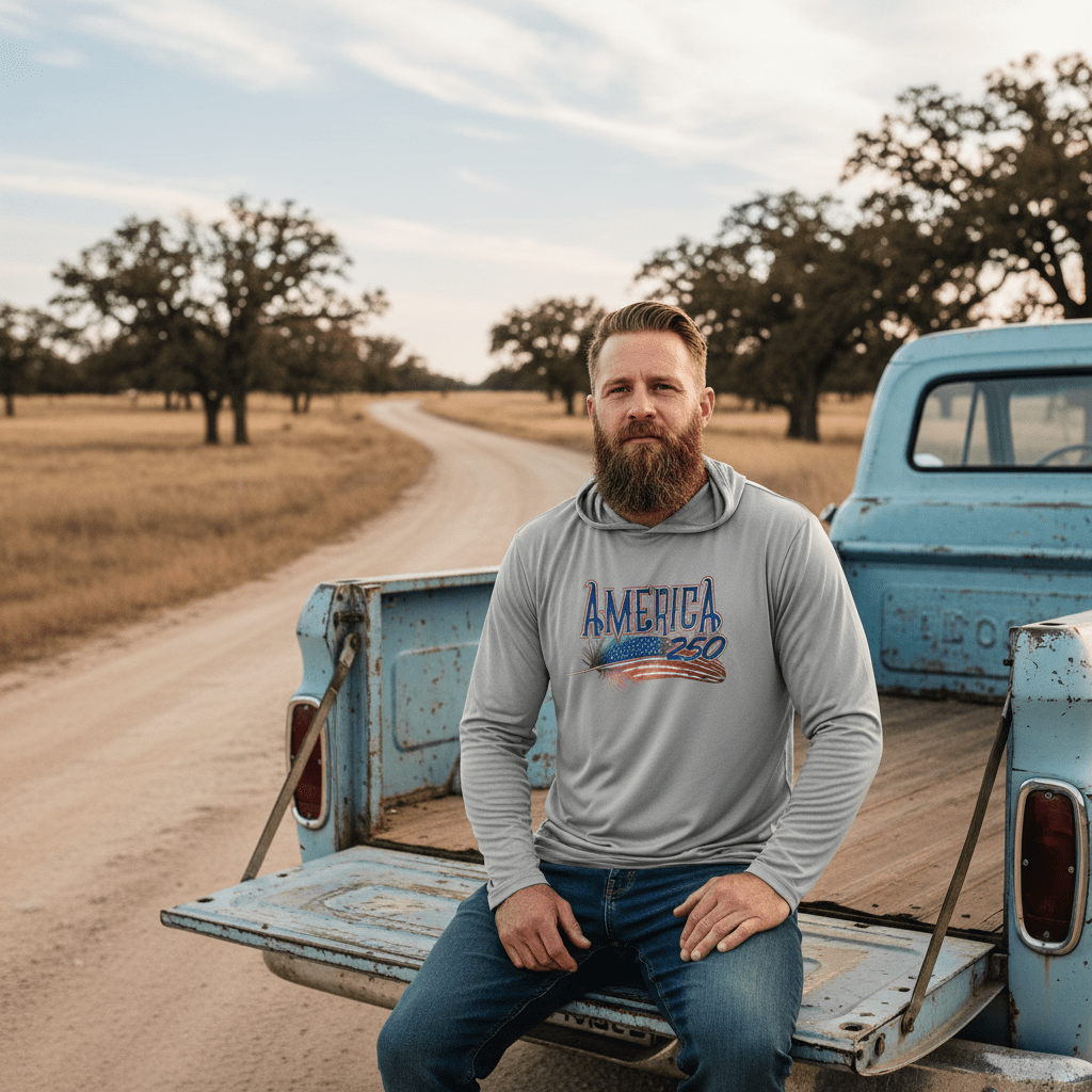 US Celebrates 250 Long Sleeve Hooded Tee - FEATHER - US Celebrates 250