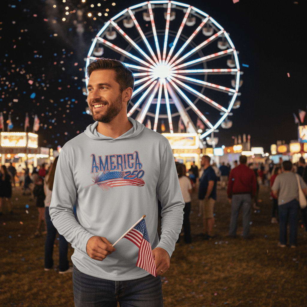 US Celebrates 250 Long Sleeve Hooded Tee - FEATHER - US Celebrates 250