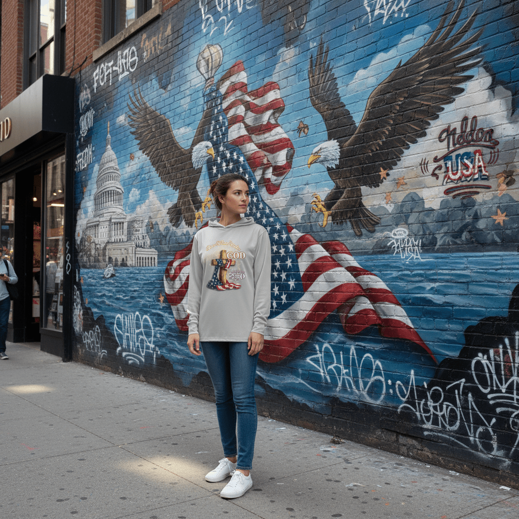 US Celebrates 250 Long Sleeve Hooded Tee - GOD - N - CTY - US Celebrates 250