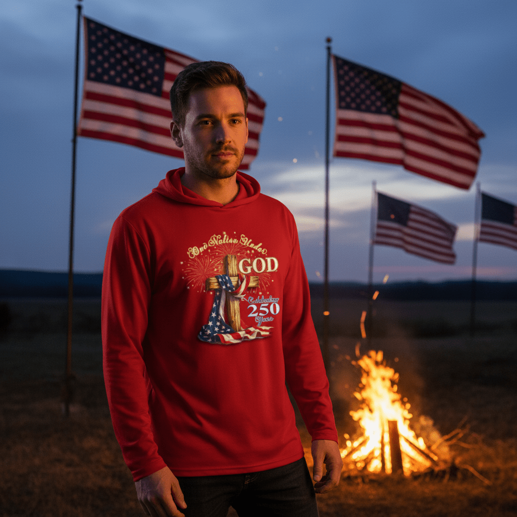 US Celebrates 250 Long Sleeve Hooded Tee - GOD - N - CTY - US Celebrates 250