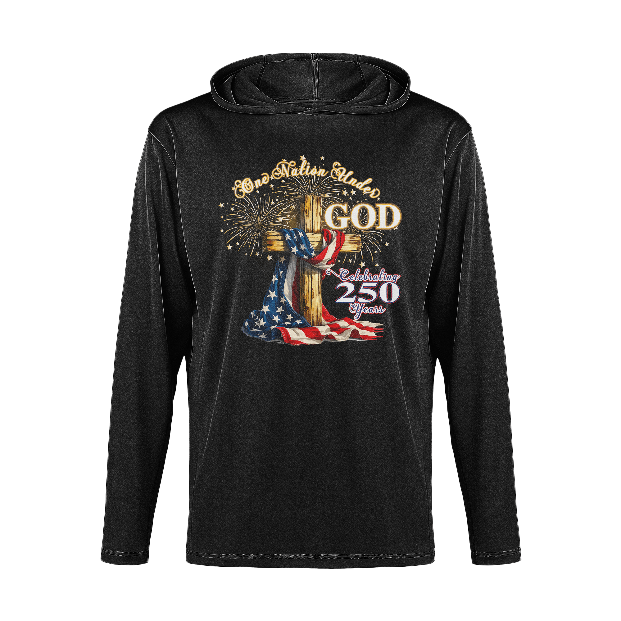 US Celebrates 250 Long Sleeve Hooded Tee - GOD - N - CTY - US Celebrates 250