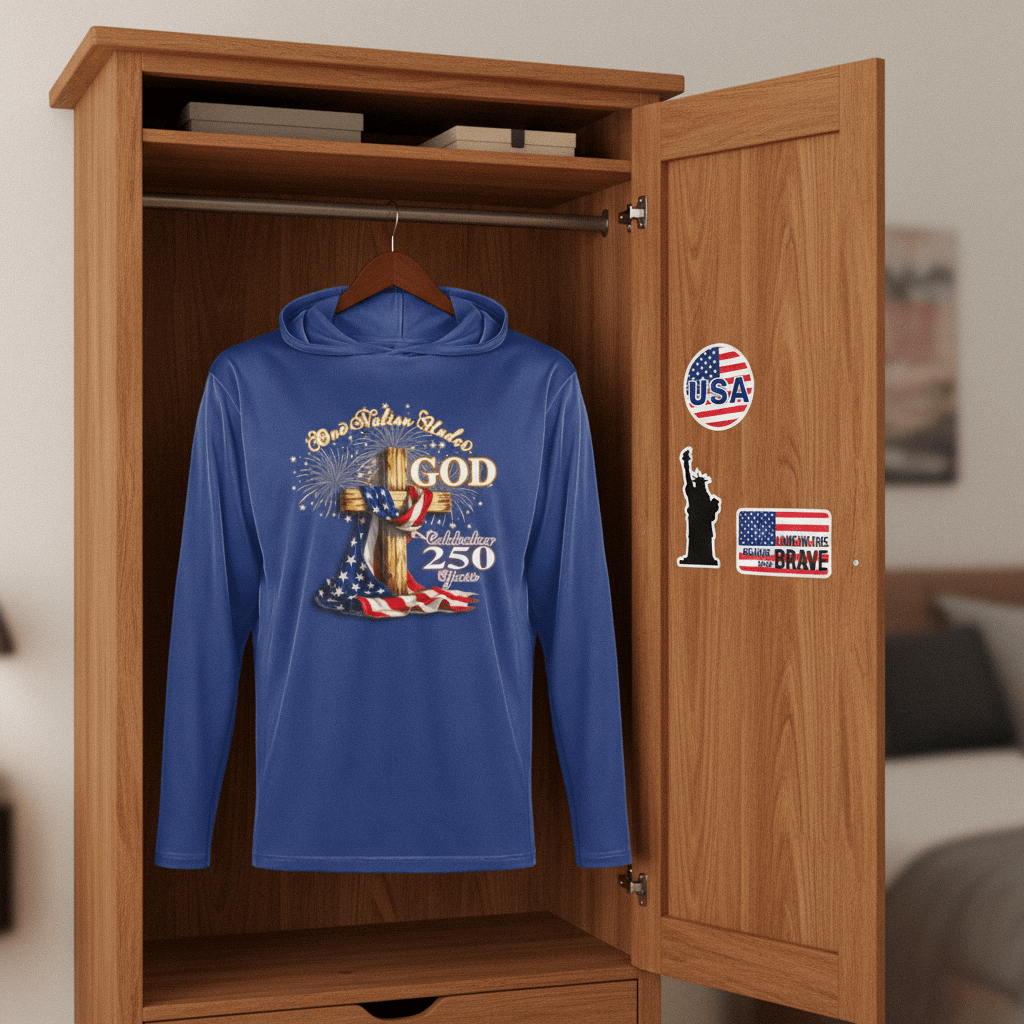 US Celebrates 250 Long Sleeve Hooded Tee - GOD - N - CTY - US Celebrates 250