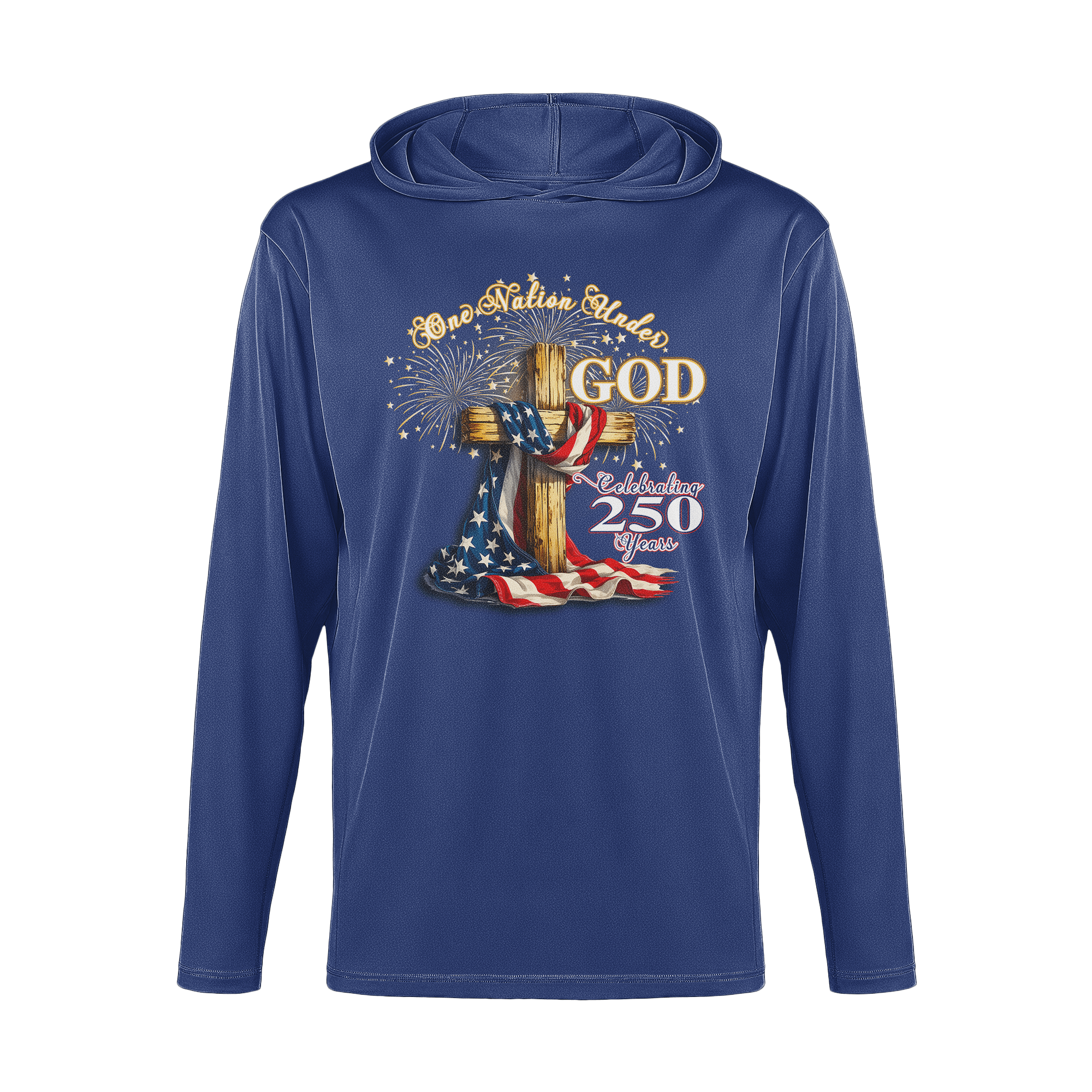 US Celebrates 250 Long Sleeve Hooded Tee - GOD - N - CTY - US Celebrates 250