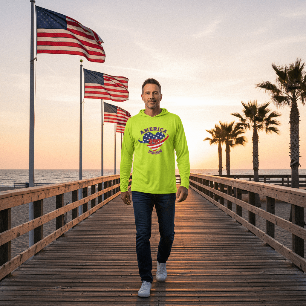 US Celebrates 250 Long Sleeve Hooded Tee - HEART - US Celebrates 250