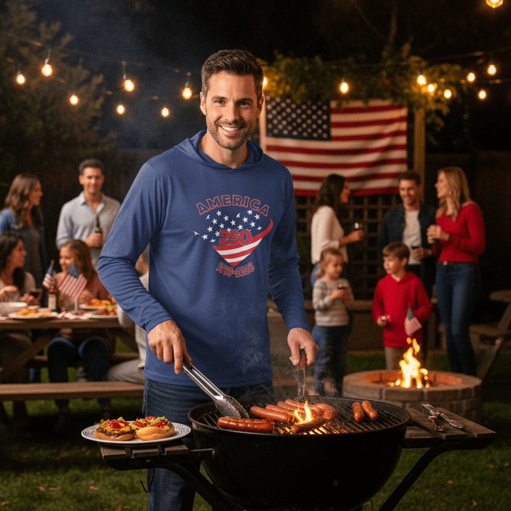 US Celebrates 250 Long Sleeve Hooded Tee - HEART - US Celebrates 250