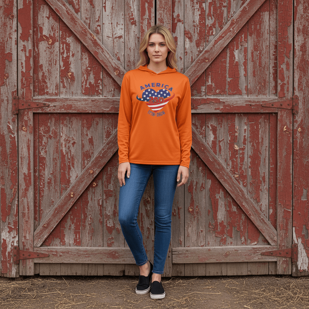 US Celebrates 250 Long Sleeve Hooded Tee - HEART - US Celebrates 250