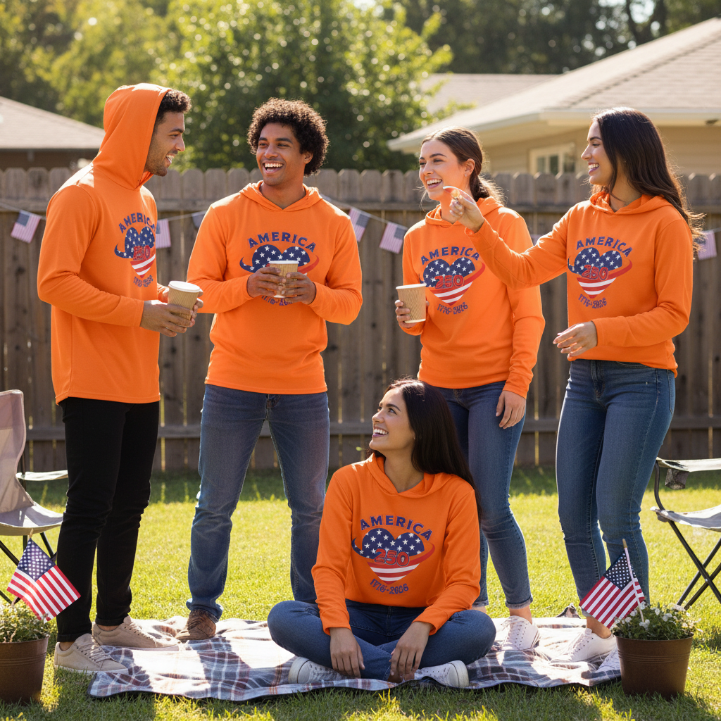 US Celebrates 250 Long Sleeve Hooded Tee - HEART - US Celebrates 250