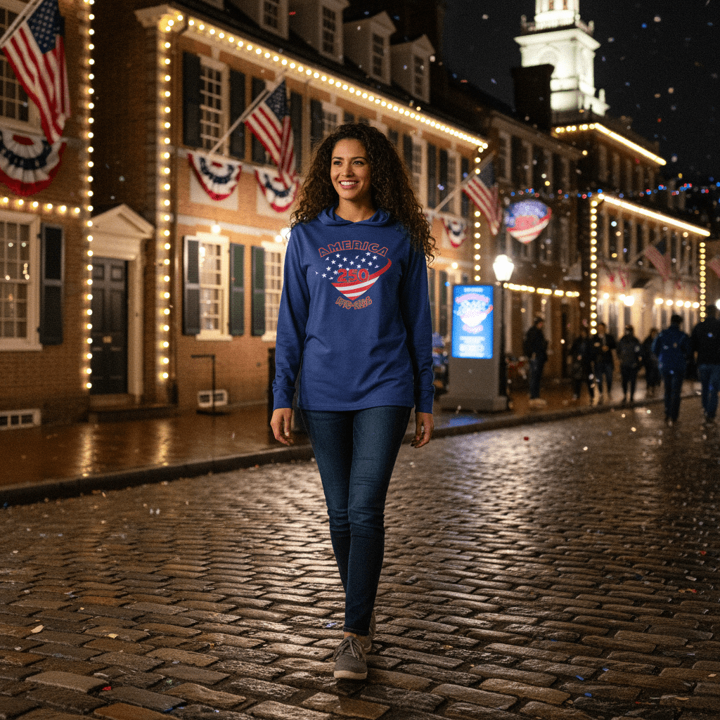 US Celebrates 250 Long Sleeve Hooded Tee - HEART - US Celebrates 250