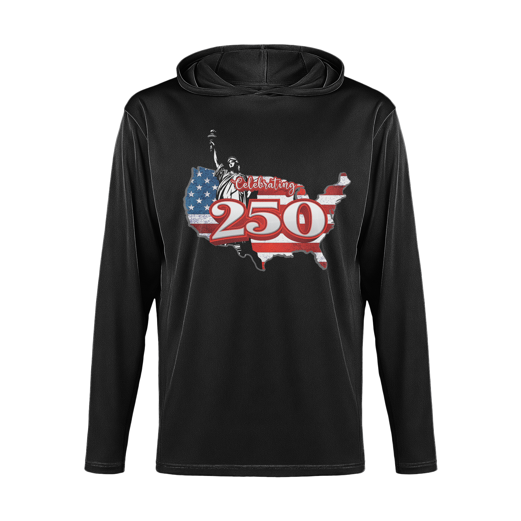 US Celebrates 250 Long Sleeve Hooded Tee - LBRT MAP - US Celebrates 250