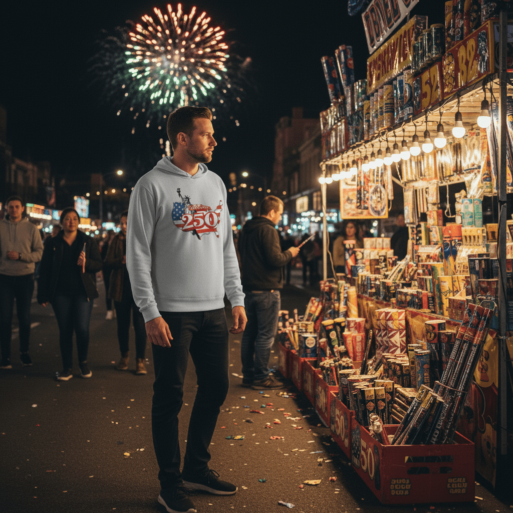 US Celebrates 250 Long Sleeve Hooded Tee - LBRT MAP - US Celebrates 250