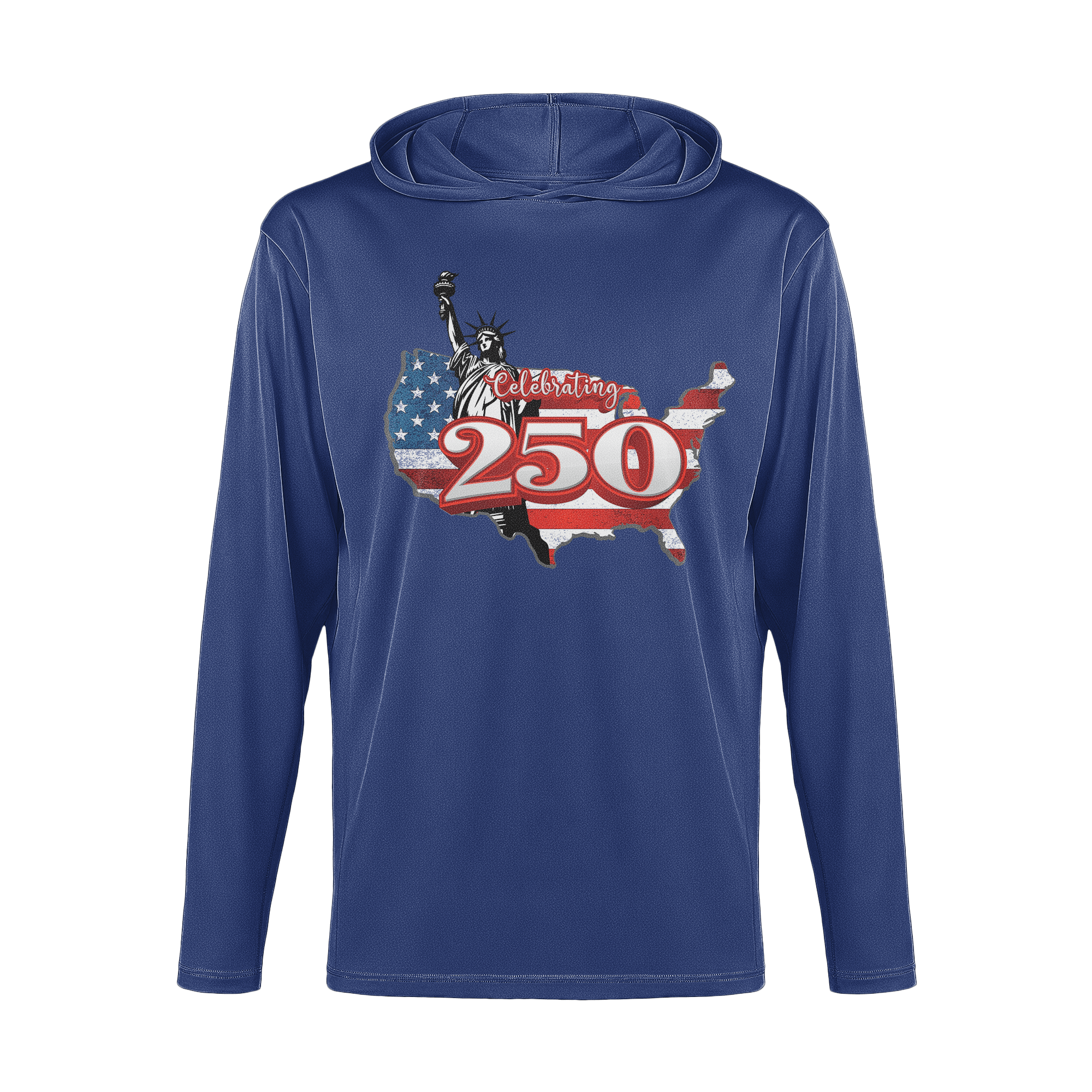 US Celebrates 250 Long Sleeve Hooded Tee - LBRT MAP - US Celebrates 250