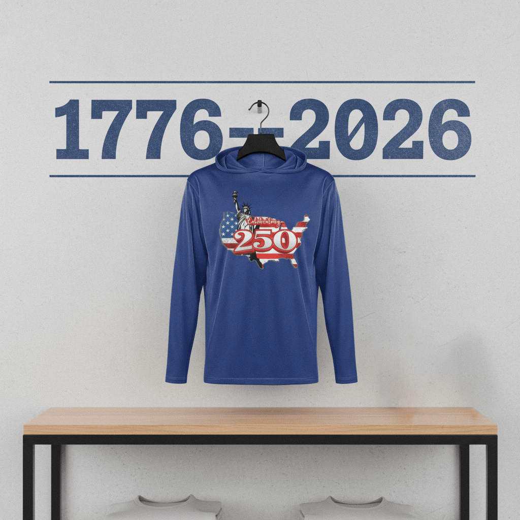 US Celebrates 250 Long Sleeve Hooded Tee - LBRT MAP - US Celebrates 250