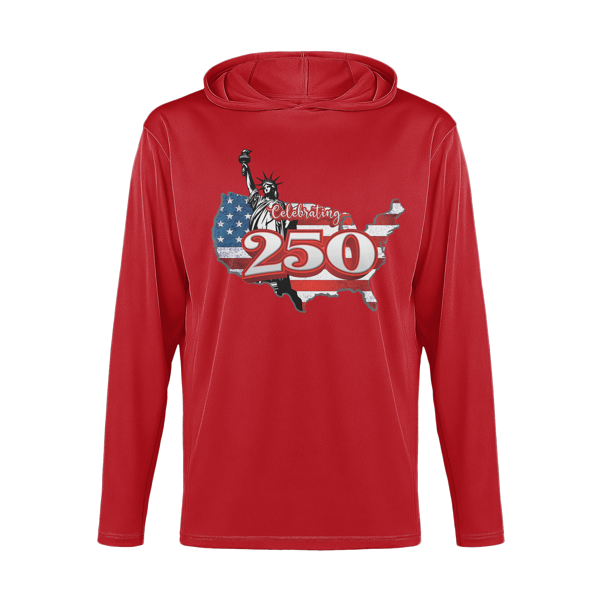 US Celebrates 250 Long Sleeve Hooded Tee - LBRT MAP - US Celebrates 250