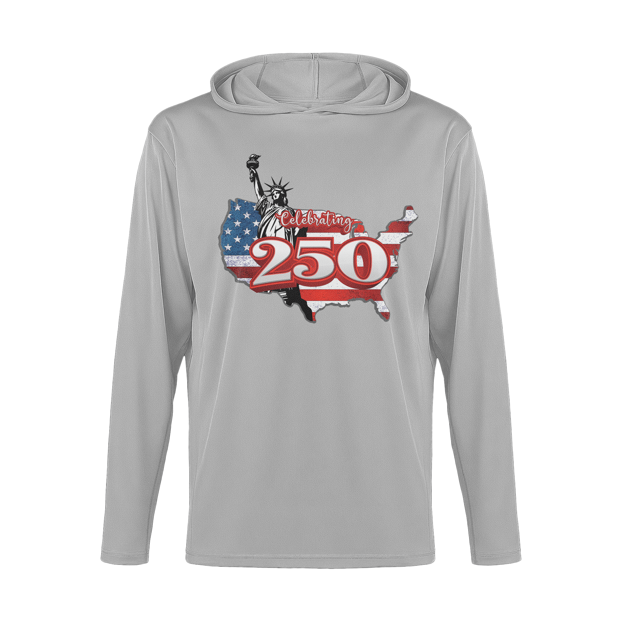 US Celebrates 250 Long Sleeve Hooded Tee - LBRT MAP - US Celebrates 250