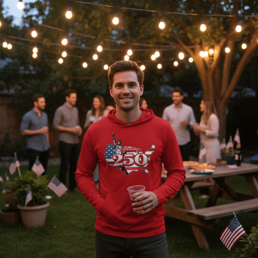 US Celebrates 250 Long Sleeve Hooded Tee - LBRT MAP - US Celebrates 250
