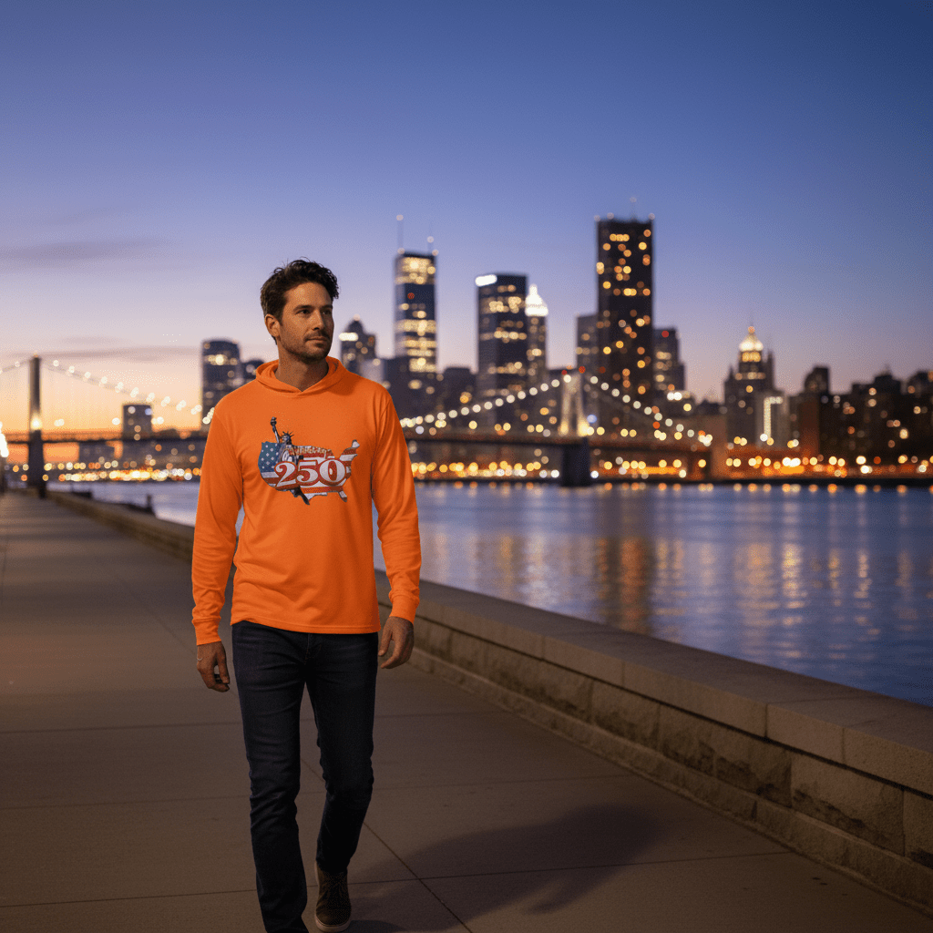 US Celebrates 250 Long Sleeve Hooded Tee - LBRT MAP - US Celebrates 250