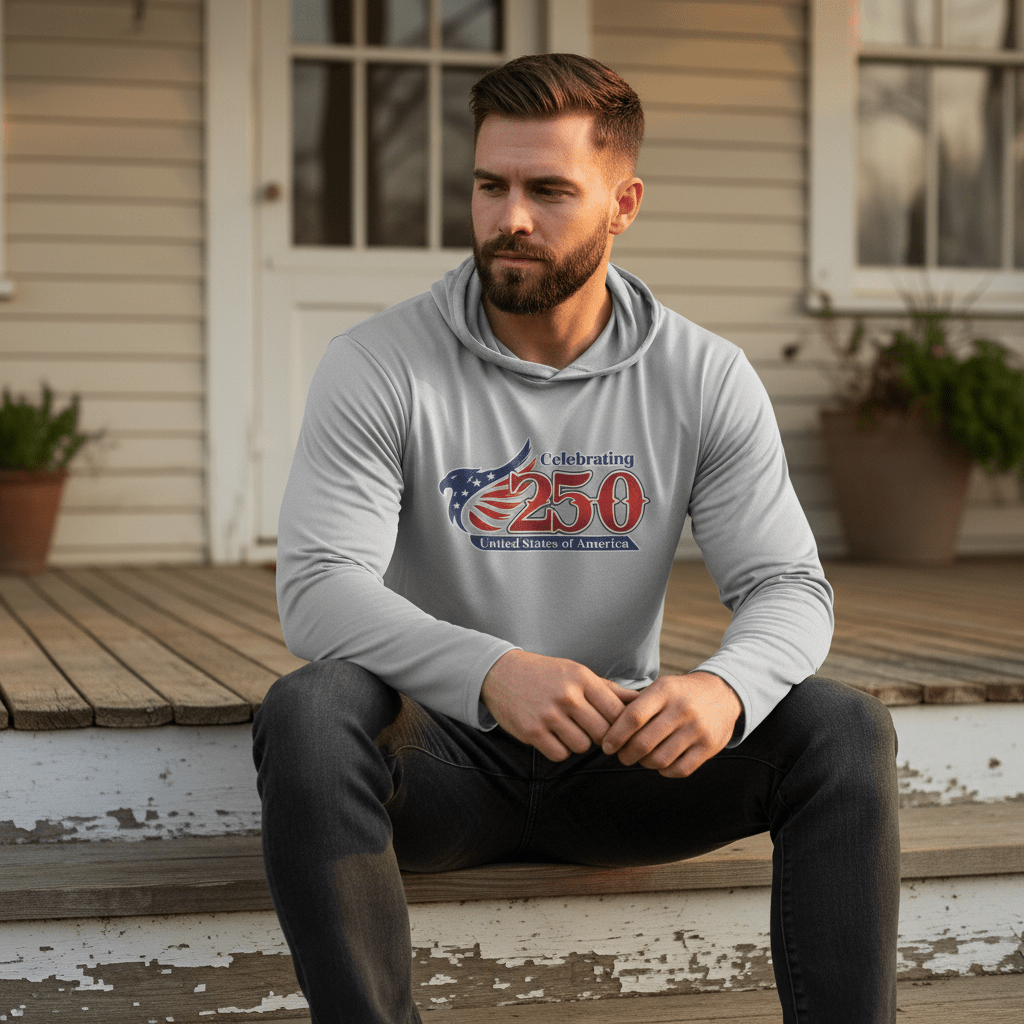 US Celebrates 250 Long Sleeve Hooded Tee - MAIN LOGO - US Celebrates 250