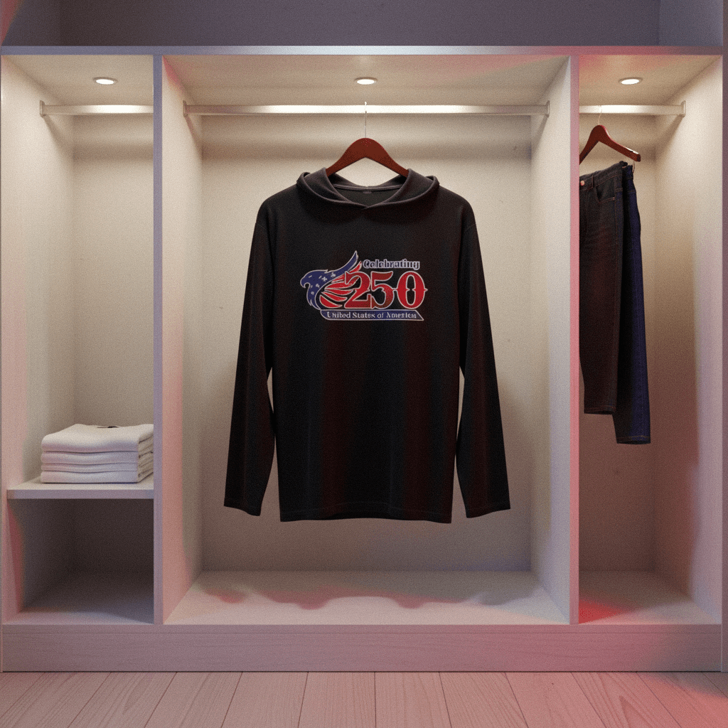 US Celebrates 250 Long Sleeve Hooded Tee - MAIN LOGO - US Celebrates 250