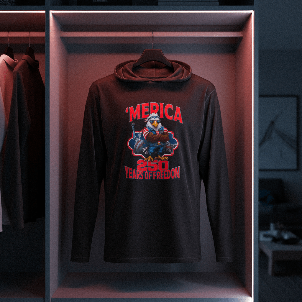 US Celebrates 250 Long Sleeve Hooded Tee - MERICA EG - US Celebrates 250
