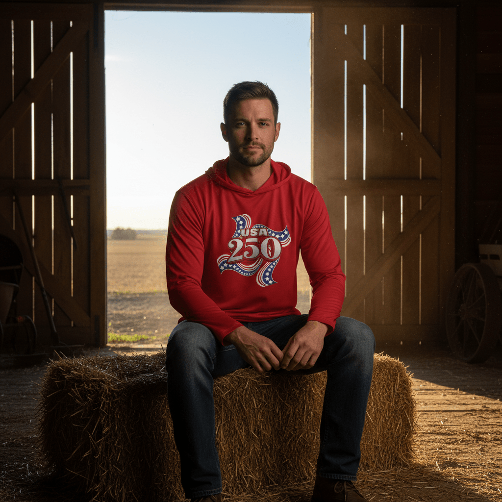 US Celebrates 250 Long Sleeve Hooded Tee - RIBBON - US Celebrates 250