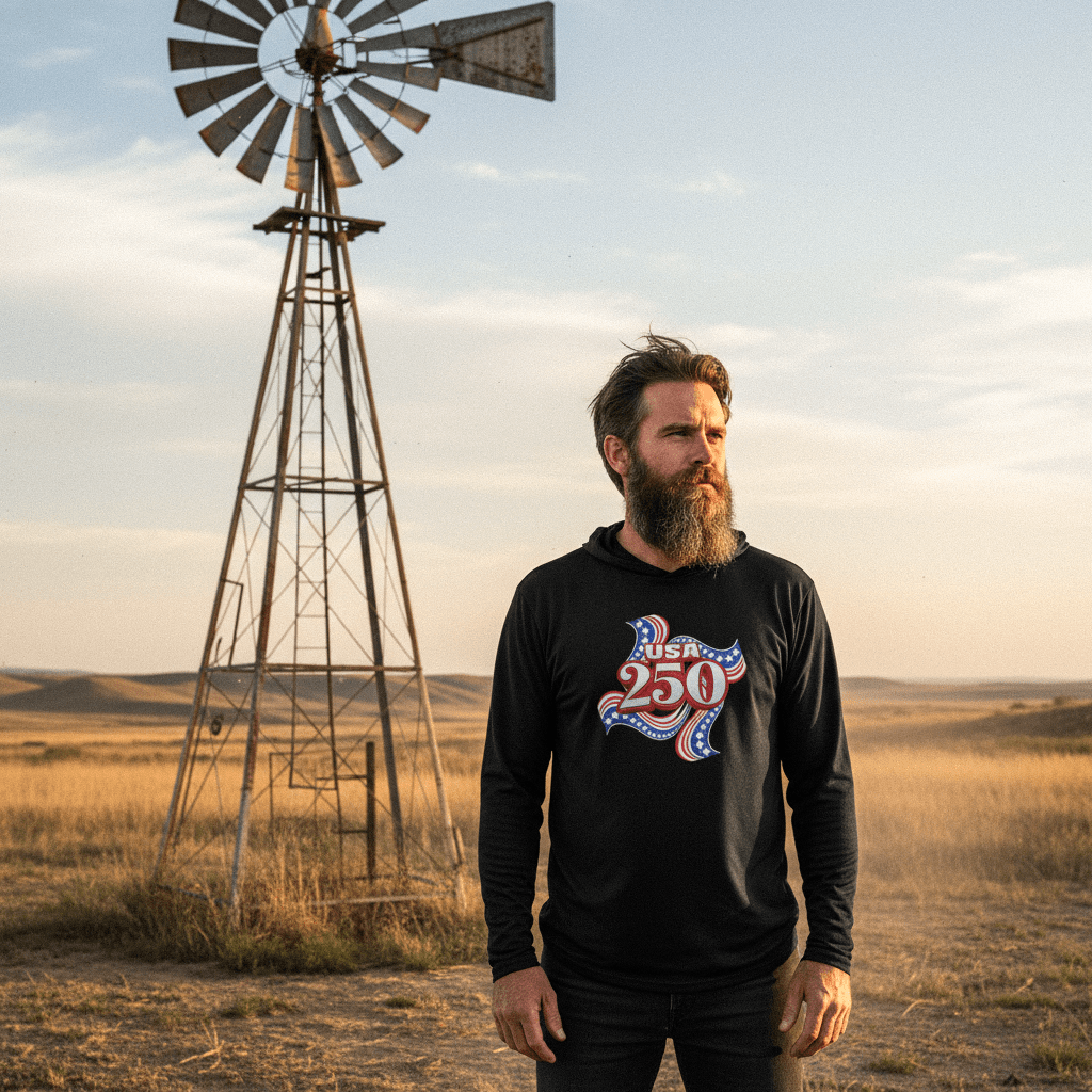 US Celebrates 250 Long Sleeve Hooded Tee - RIBBON - US Celebrates 250