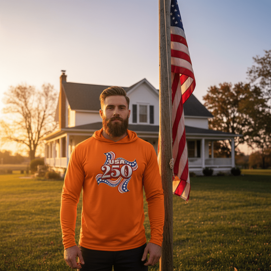 US Celebrates 250 Long Sleeve Hooded Tee - RIBBON - US Celebrates 250
