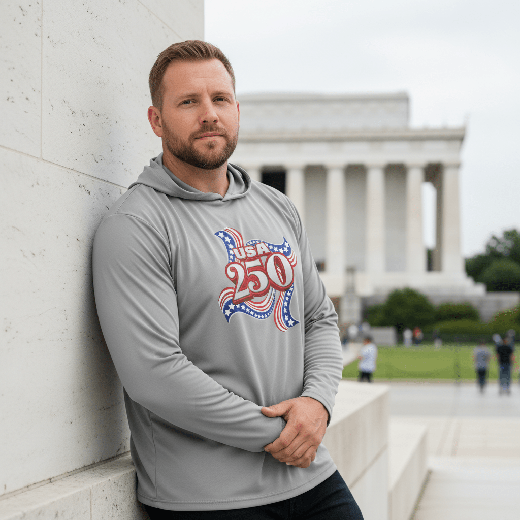 US Celebrates 250 Long Sleeve Hooded Tee - RIBBON - US Celebrates 250