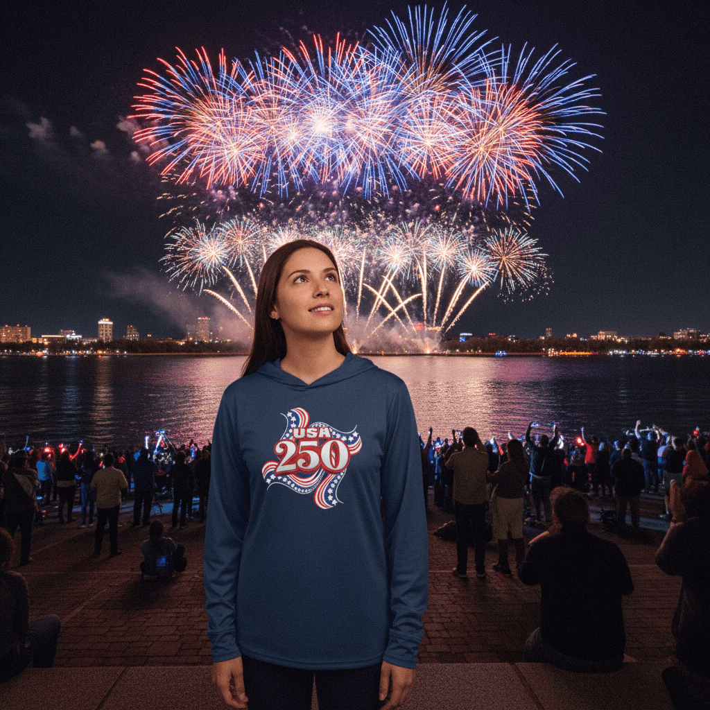 US Celebrates 250 Long Sleeve Hooded Tee - RIBBON - US Celebrates 250