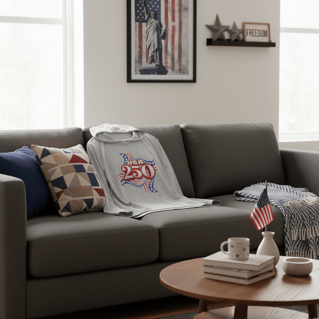 US Celebrates 250 Long Sleeve Hooded Tee - RIBBON - US Celebrates 250