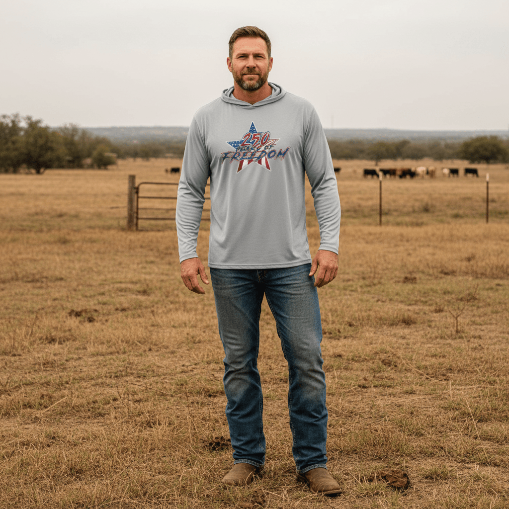 US Celebrates 250 Long Sleeve Hooded Tee - STAR FREE - US Celebrates 250