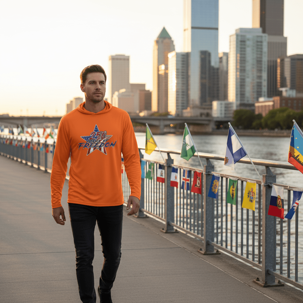 US Celebrates 250 Long Sleeve Hooded Tee - STAR FREE - US Celebrates 250