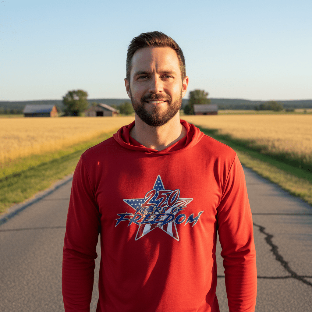 US Celebrates 250 Long Sleeve Hooded Tee - STAR FREE - US Celebrates 250