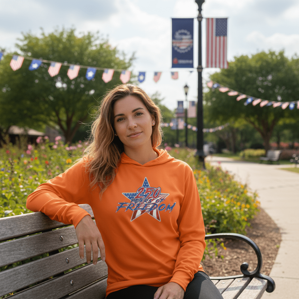 US Celebrates 250 Long Sleeve Hooded Tee - STAR FREE - US Celebrates 250