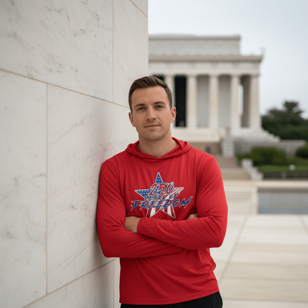 US Celebrates 250 Long Sleeve Hooded Tee - STAR FREE - US Celebrates 250